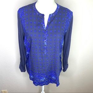 Lucky brand blue boho pullover tunic top